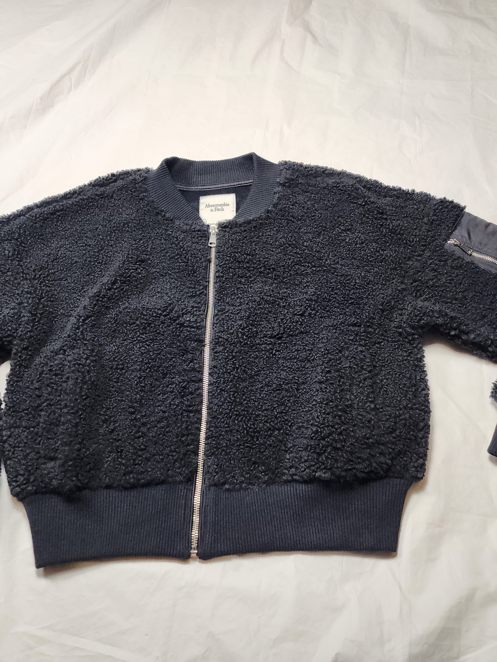 Abercrombie & Fitch Women's Black Sherpa Bomber Jacket Size Medium